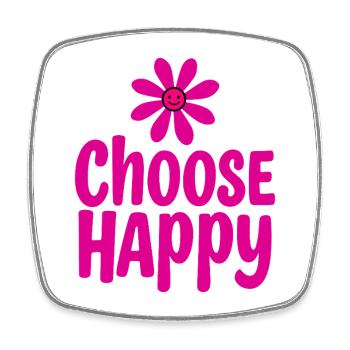 Choose Happy Smiling Flower Positivity - Square fridge magnet - white - Front