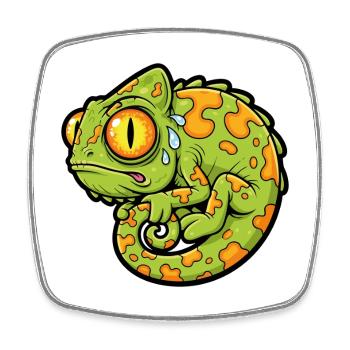 Chameleon Stressed Funny Mascot Cartoon - Square fridge magnet - white - Front