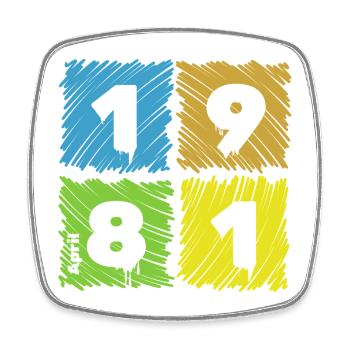 Écussons colorés pour le 45e anniversaire depuis 04/1981 - Magnet carré - blanc - Devant