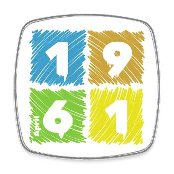 65. Geburtstag Farbige Patches since 04/1961 - Viereckiger Kühlschrankmagnet - Weiß - Vorne