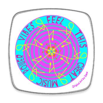 Vibrations musicales - Retro Vinyl Dance - Magnet carré - blanc - Devant