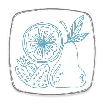 Fruit Lines Blue Sketch - Square fridge magnet - white - Front