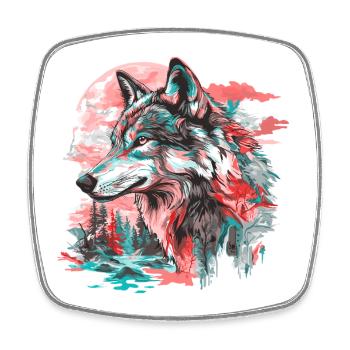 Wolf Wolf's Head Forest Nature Mountains Wilderness Colorful - Square fridge magnet - white - Front