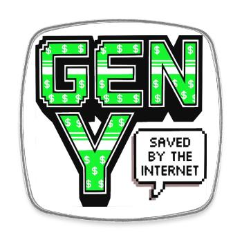 Generation Y, gen Y, Millennials Shirt, Pullover Hoodie - Square fridge magnet - white - Front