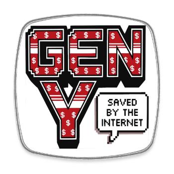 Generation Y, gen Y, Millennials Shirt, Pullover Hoodie - Square fridge magnet - white - Front
