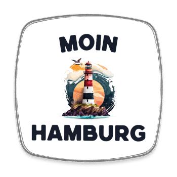 Moin Hamburg Leuchtturm Motiv - Viereckiger Kühlschrankmagnet - Weiß - Vorne