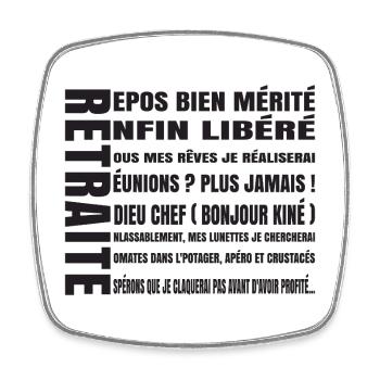 RETREAT (black text) - Square fridge magnet - white - Front