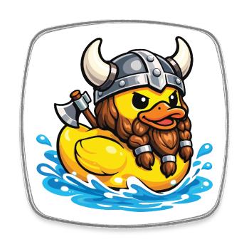 Canard en caoutchouc Canard Viking, canard nordique amoureux de canard - Magnet carré - blanc - Devant