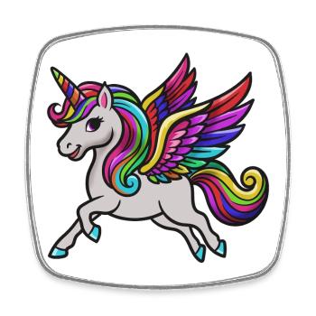 Colorful Winged Unicorn - Square fridge magnet - white - Front