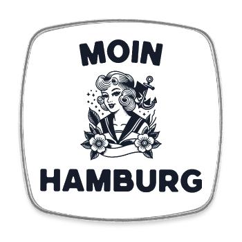 Moin Hamburg Vintage  - Viereckiger Kühlschrankmagnet - Weiß - Vorne