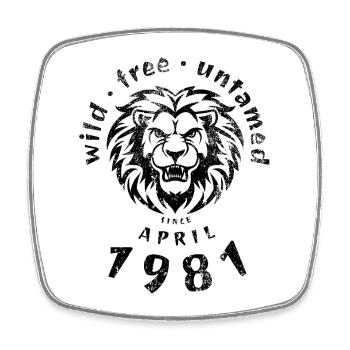 45. Geburtstag Wild, free & untamed since 04/1981 - Square fridge magnet - white - Front