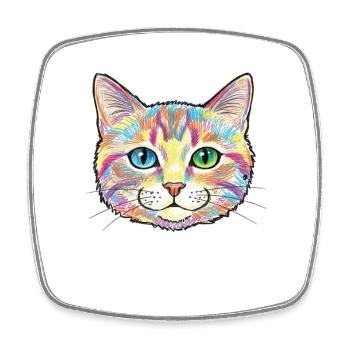 Colorful Cat Sketch Animal Motif - Square fridge magnet - white - Front