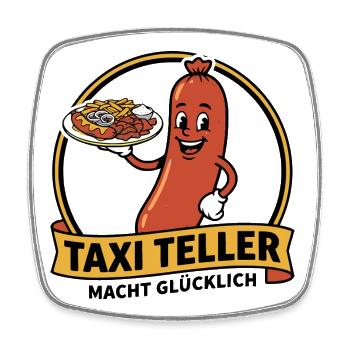 Taxi Teller, Kult Imbiss Ruhrpott Shirt, Hoodie - Viereckiger Kühlschrankmagnet - Weiß - Vorne