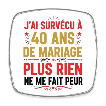 40 Ans De Mariage Cadeau Mari 40e Anniversaire  - Magnet carré - blanc - Devant