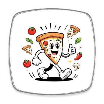 Meilleur chef Pizza, mascotte Joyeuse - Magnet carré - blanc - Devant