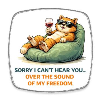 Relaxed Cat Wine Meme - Square fridge magnet - white - Front