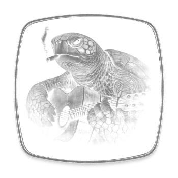 Turtle Night Guitar - Square fridge magnet - white - Front