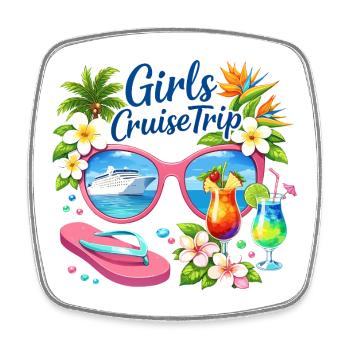 Croisière Filles Croisière Vacances - Magnet carré - blanc - Devant