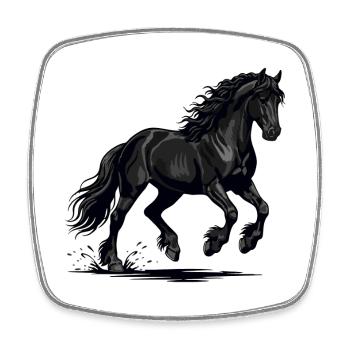 Cheval Noir Sauvage Galop Puissance Équestre - Magnet carré - blanc - Devant