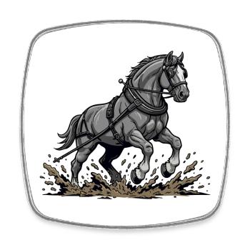 Vintage Horsework Geschirr-Zugpferd - Viereckiger Kühlschrankmagnet - Weiß - Vorne