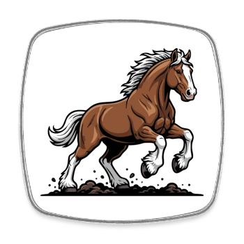 Horse Chestnut White Horsehair Chic Equestrian Gallop - Square fridge magnet - white - Front