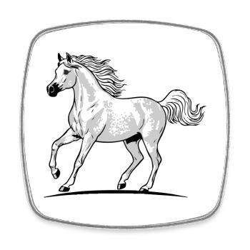 White Arabian Horse Dappled Trotting Equestrian Elegance - Square fridge magnet - white - Front