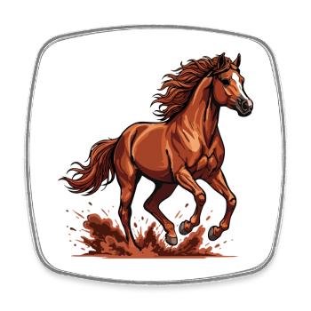 Arabian Chestnut Horse Gallop Equestrian Strength Energy - Square fridge magnet - white - Front