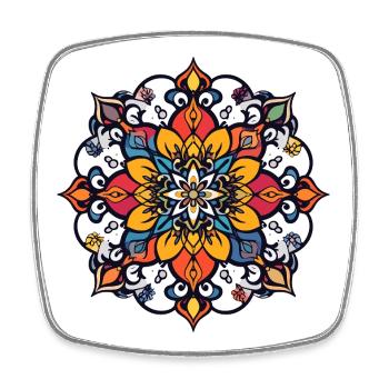 Mandala Flower Blossom Symmetrical Abstract Play of Colors - Square fridge magnet - white - Front