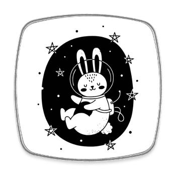 Sauter vers la Lune - Magnet carré - blanc - Devant