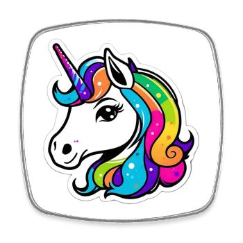 Licorne arc-en-ciel lumineuse - Magnet carré - blanc - Devant