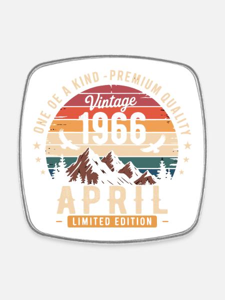 Vintage Anniversary April 1966 April 1966 - Square fridge magnet - white