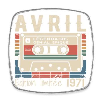 avril 1971 April 1971  - Magnet carré - blanc - Devant