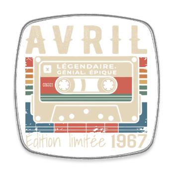 avril 1967 April 1967  - Magnet carré - blanc - Devant