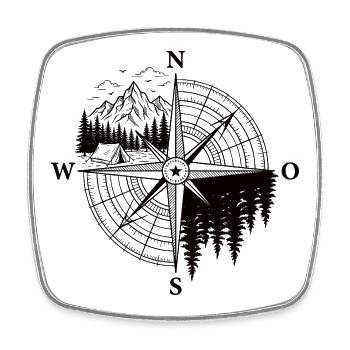 Camping Kompass Shirt für Outdoor Abenteurer - Viereckiger Kühlschrankmagnet - Weiß - Vorne