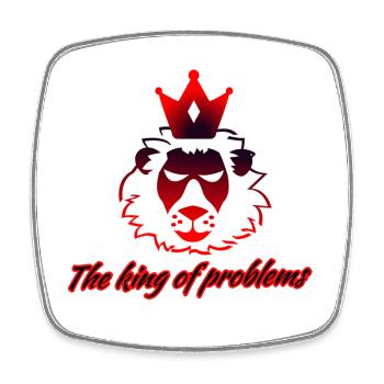 King of Leo Problems - Square fridge magnet - white - Front
