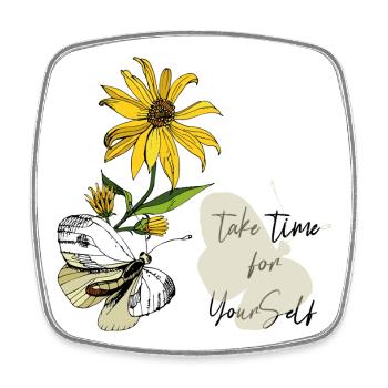 Tournesol et Papillon - Magnet carré - blanc - Devant