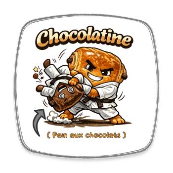 Chocolatine judoka - Magnet carré - blanc - Devant
