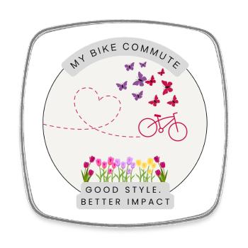 Vélo Chemise de banlieue Vélo papillon fleuri - Magnet carré - blanc - Devant