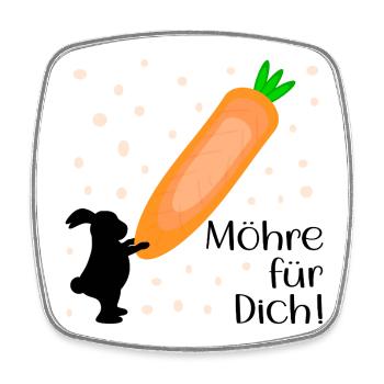 Karotte Möhre Osterhase - Viereckiger Kühlschrankmagnet - Weiß - Vorne