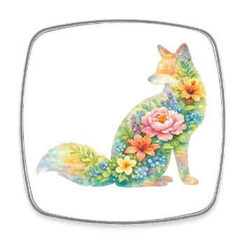 Fuchs Aquarell Silhouette Blumen - Viereckiger Kühlschrankmagnet - Weiß - Vorne