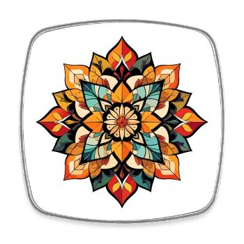 Natürliche Farben Mandala abtrakte Formen Kunst - Viereckiger Kühlschrankmagnet - Weiß - Vorne