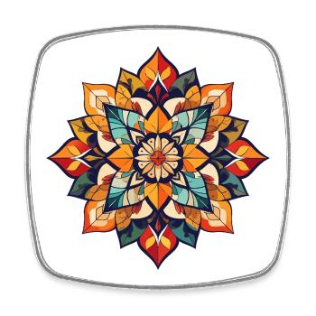 Autumn Leaves Mandala Autumnal Colorful Color Palette - Square fridge magnet - white - Front