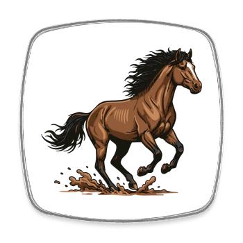 Horse Chestnut Gallop Equestrian Energy Illustration - Square fridge magnet - white - Front