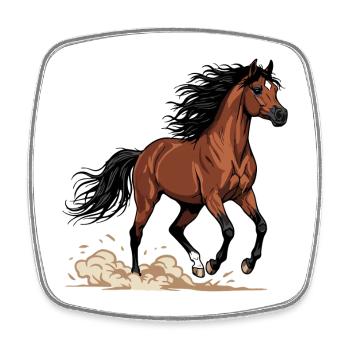 Horse Chestnut Arabian Gallop Dust Equestrian - Square fridge magnet - white - Front