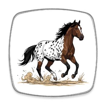 Cheval Appaloosa Galop Sauvage Équestre Mouchté - Magnet carré - blanc - Devant