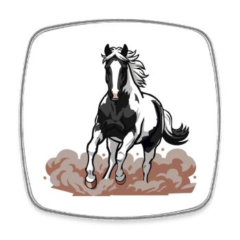 Horse Pie Gallop Face Dust Equestrian - Square fridge magnet - white - Front
