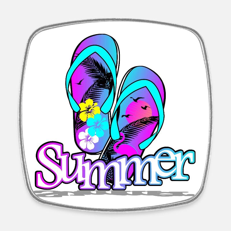 Summer Flip Flop - Square fridge magnet - white