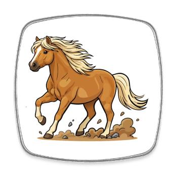 Goldponyblonde Mähne Trab Glücklicher Reiter - Viereckiger Kühlschrankmagnet - Weiß - Vorne