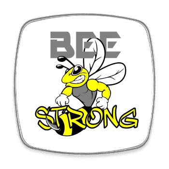 BEE STRONG Biene - Viereckiger Kühlschrankmagnet - Weiß - Vorne