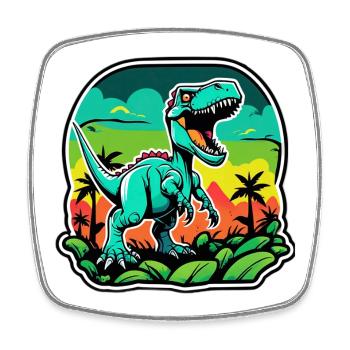 T-Rex Tropical Néon - Magnet carré - blanc - Devant
